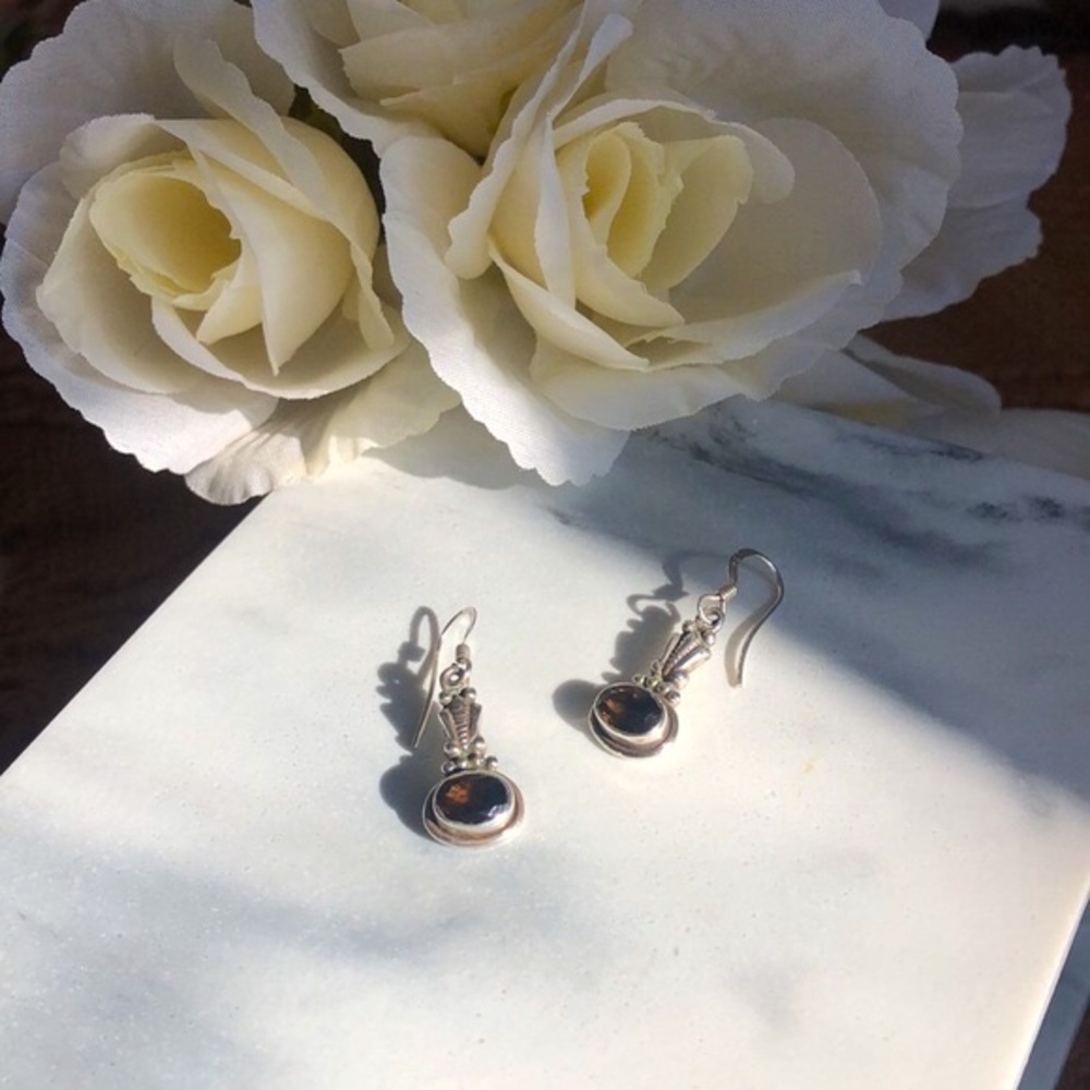 Faceted Smoky Quartz Earring, Sterling Silver